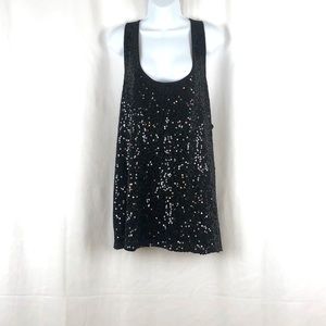 Dots black sequin front tank top 2X